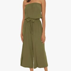 Becca by Rebecca Virtue Ponza Crinkled Rayon Jumpsuit Cover-Up Seaweed
